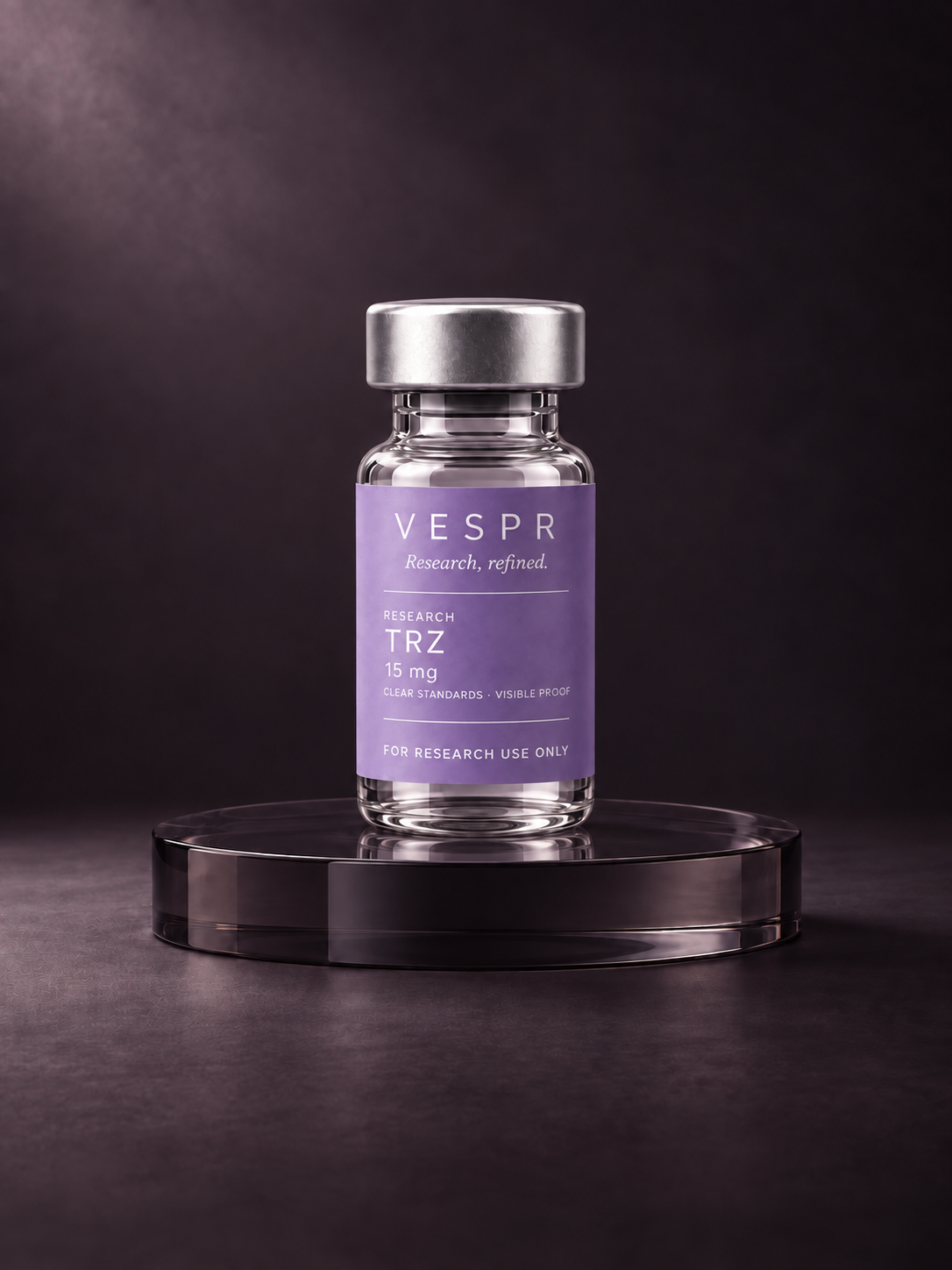 Two VESPR Glow 70 mg vials surrounded by translucent bubbles